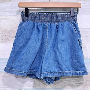 UNIVERSAL THREAD Smocked Waist Pull On Denim Shorts Cotton Lyocell Womens XS